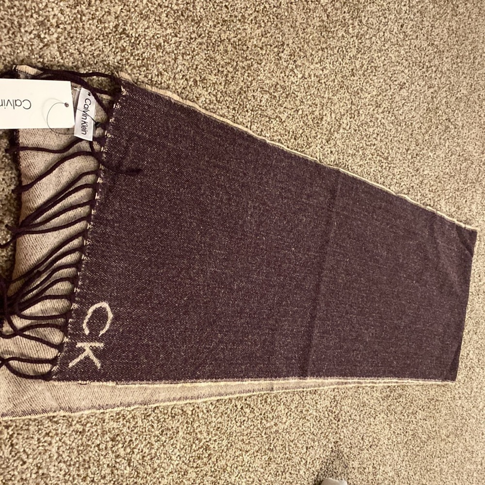 Calvin Klein scarf. Purple and tan.